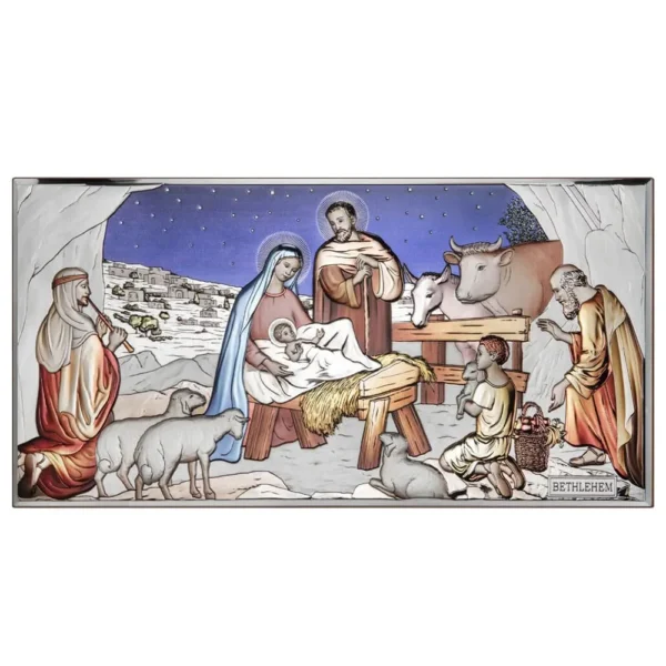 Icoană argint Nașterea Domnului - color