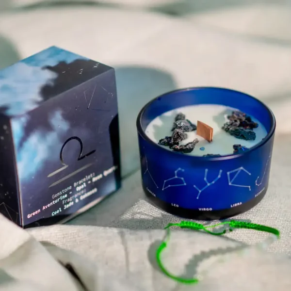 Lumânare cu cristale și brățară Balanță 175 gr