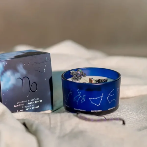 Lumânare cu cristale și brățară Capricorn 175 gr