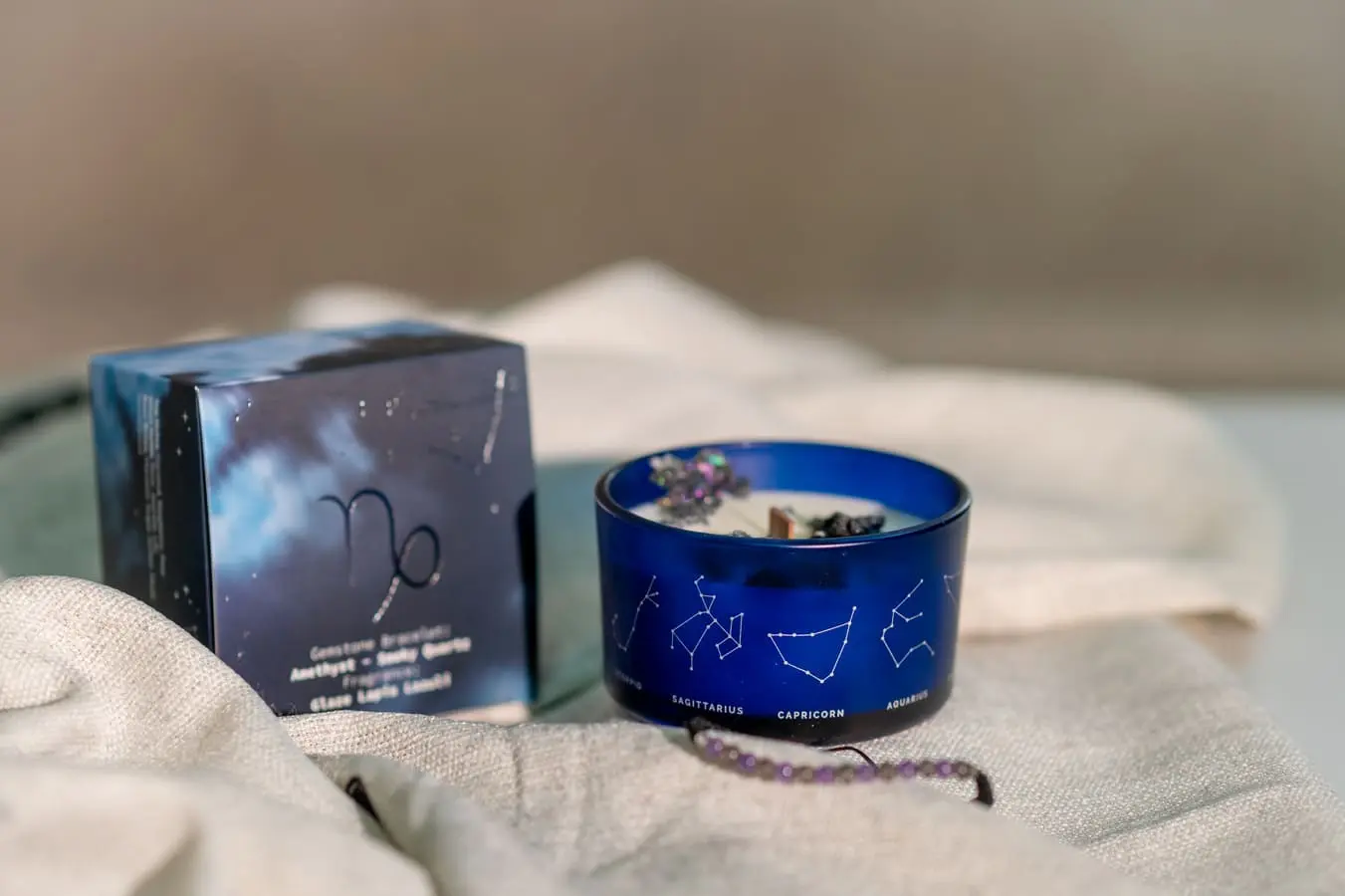 Lumânare parfumată cu cristale și brățară Capricorn 175 gr 6 Lumânare cu cristale și brățară Capricorn 175 gr