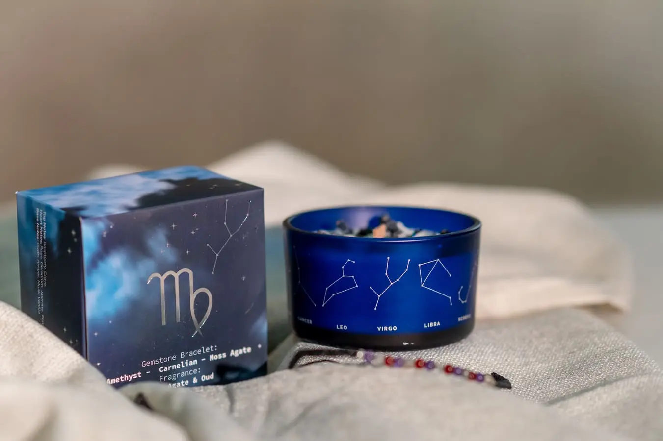 Lumânare parfumată cu cristale și brățară Fecioară 175 gr 5 Lumânare cu cristale și brățară Fecioară 175 gr