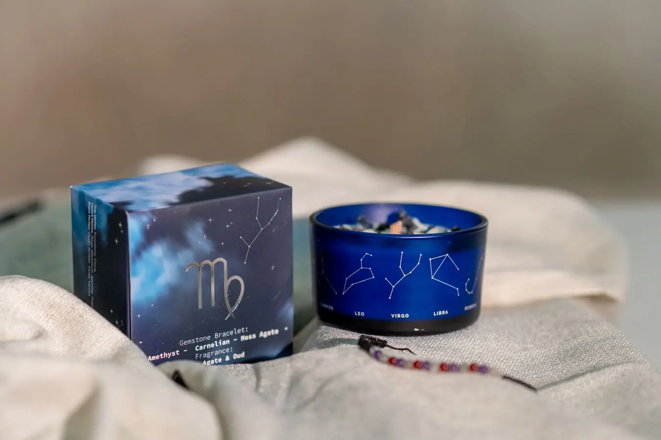 Lumânare parfumată cu cristale și brățară Fecioară 175 gr 4 Lumânare cu cristale și brățară Fecioară 175 gr