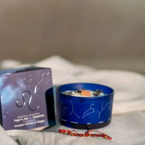 Lumânare cu cristale și brățară Leu 175 gr