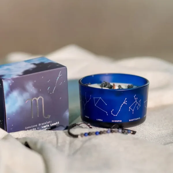 Lumânare cu cristale și brățară Scorpion 175 gr