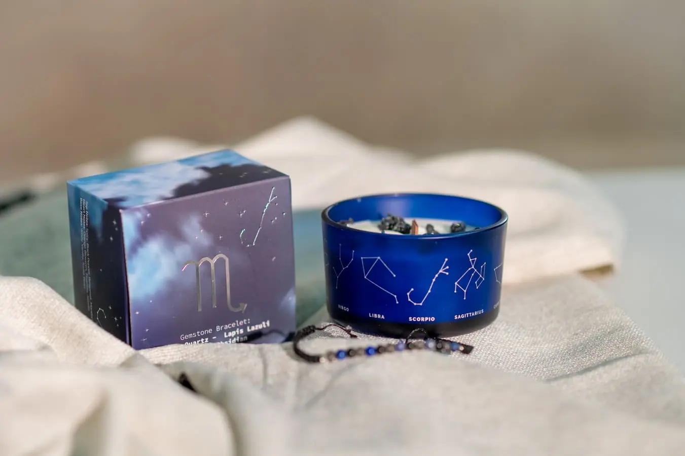 Lumânare parfumată cu cristale și brățară Scorpion 175 gr 2 Lumânare cu cristale și brățară Scorpion 175 gr
