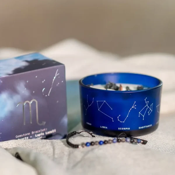 Lumânare cu cristale și brățară Scorpion 175 gr
