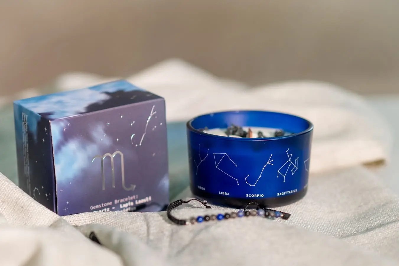 Lumânare parfumată cu cristale și brățară Scorpion 175 gr 1 Lumânare cu cristale și brățară Scorpion 175 gr