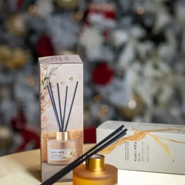 Odorizant Gods Spa – Spa-ul Zeilor Bliss-Fericire 100 ml, aromă floral-ambar caldă, difuzor premium cu bețișoare
